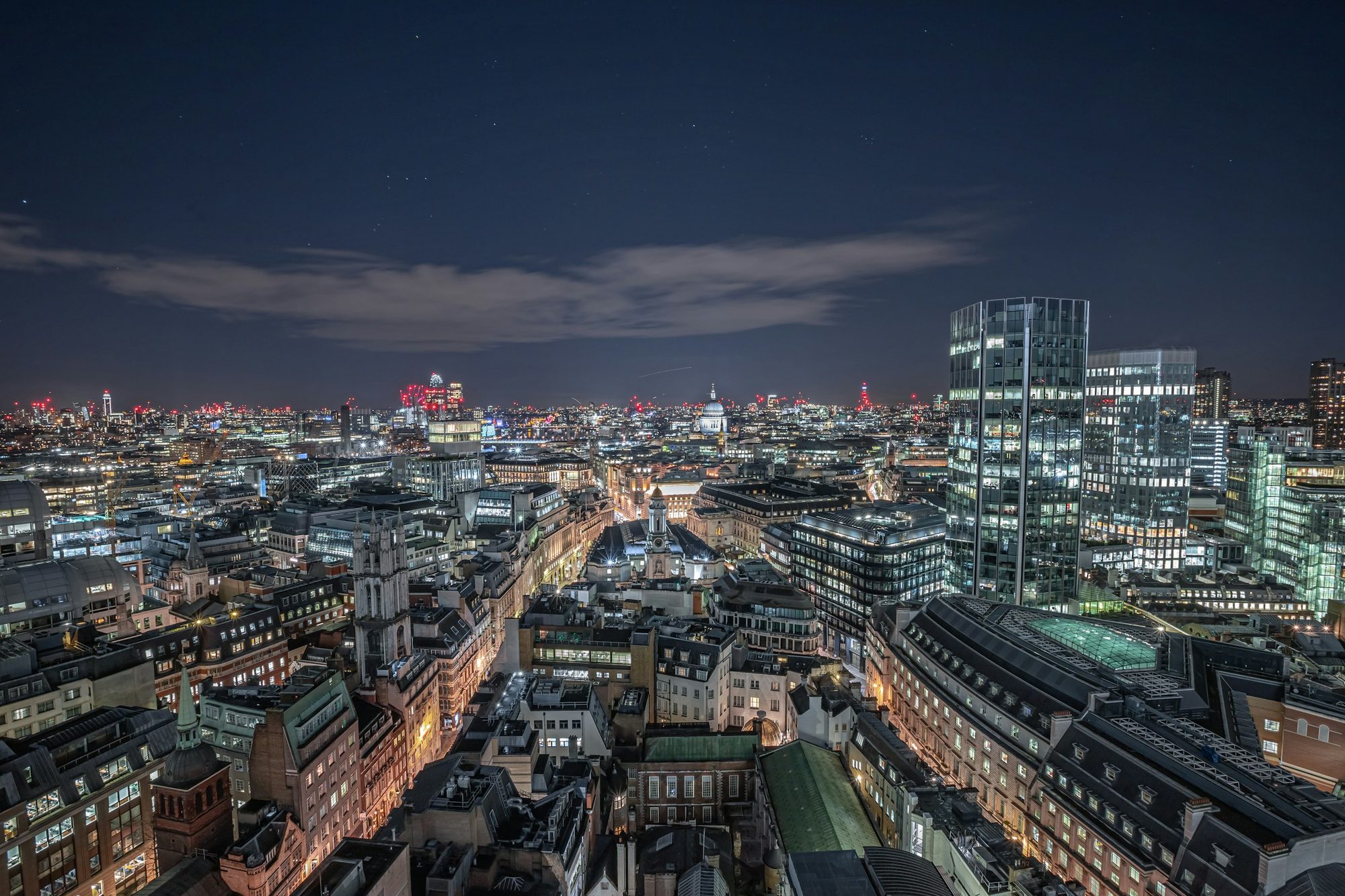 London at night, looking towards St Paul’s Cathedral